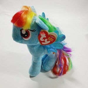 Rainbow Dash Ty Beanie Babies Plush Stuffed Animal 6" 2014 Blue My Little Pony